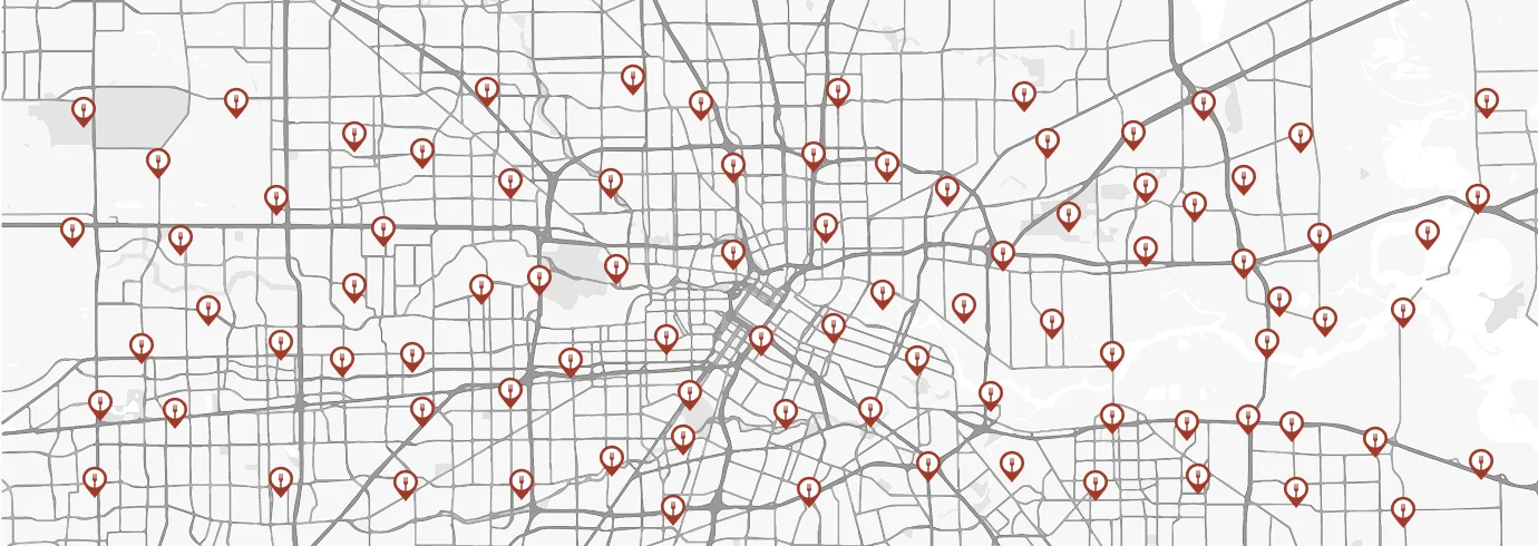 Texas Map with Location Pins